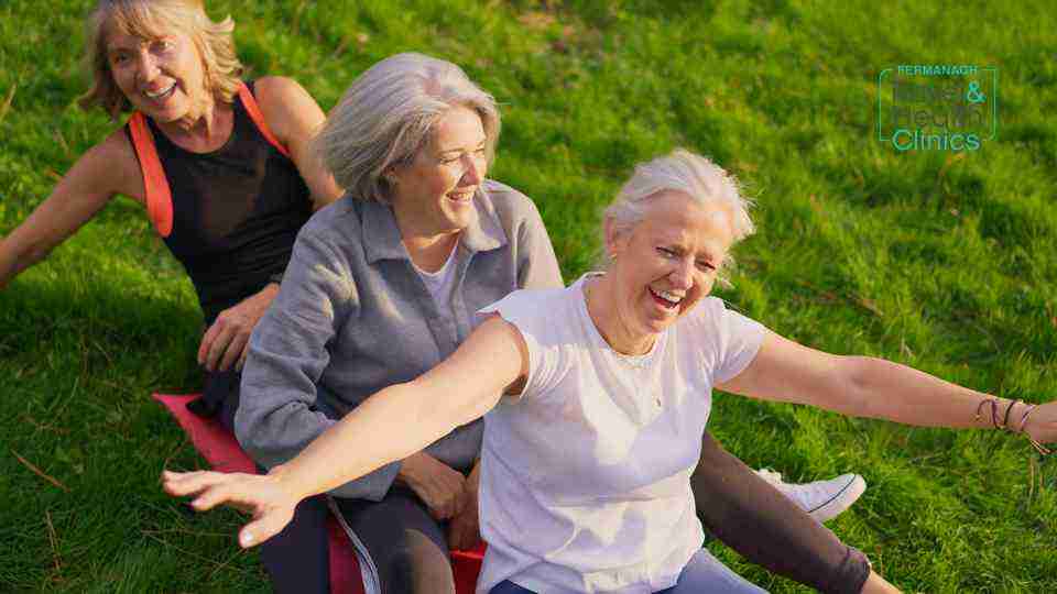 Happy older women losing weight